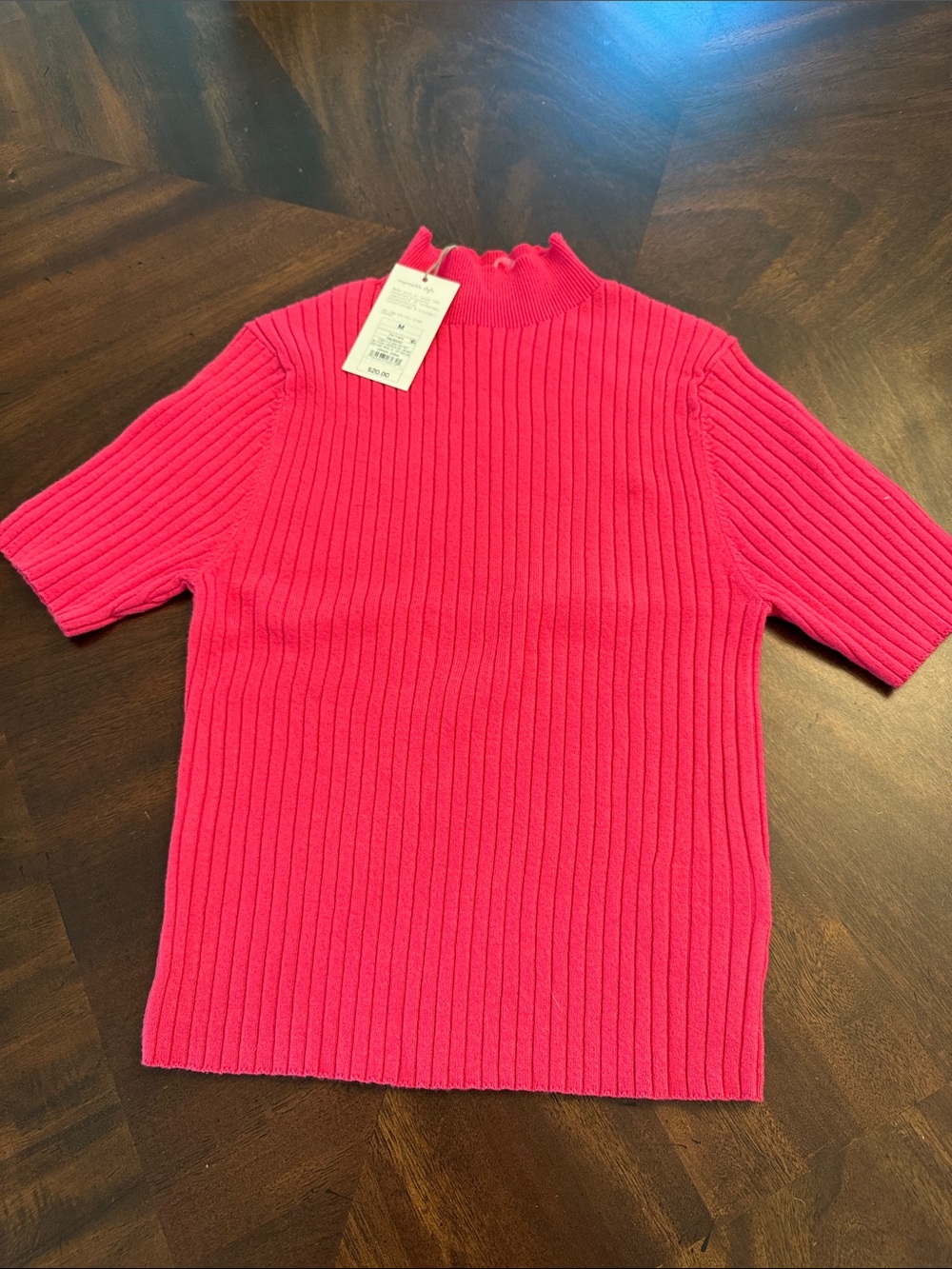 a new day Girls' Ribbed Mock Neck Top - Bright Pink